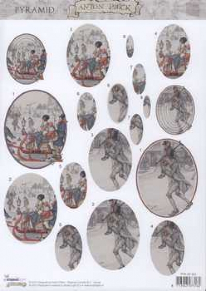 3D Pyramiden- Schneidebogen Anton Pieck Schlittenfahrt