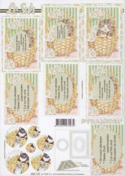 3D Pyramiden-Schneidebogen Katzen im Korb