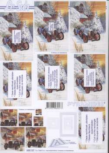 3D Pyramiden-Schneidebogen Oldtimer im Schnee