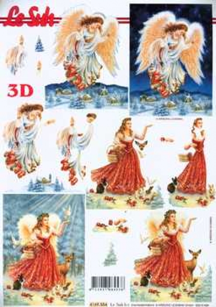 3D Schneidebogen Engel, Landschaft verschneit, Tiere