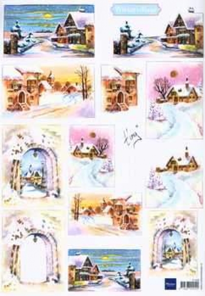3D Schneidebogen Winterlandschaft (Wintervillage)