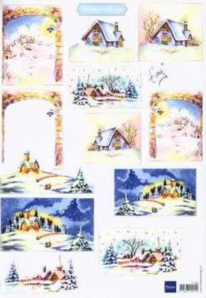 3D Schneidebogen Winterlandschaft (Wintervillage)
