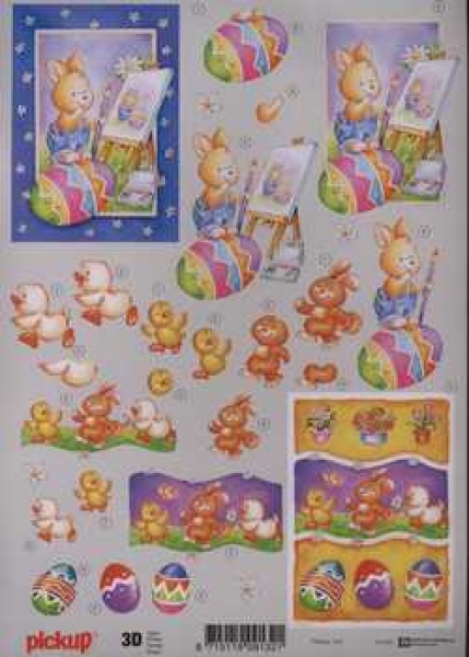 3D Schneidebogen Häsli, Küken, Ostereier Malwerkstatt