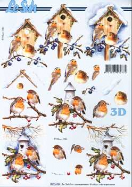 3D Schneidebogen Vogelhaus, Vögel im Schnee