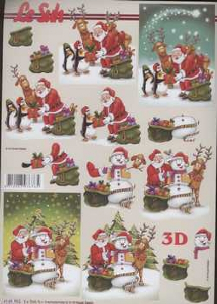 3D Schneidebogen Samichlaus, Schneemann, Pinguine