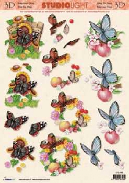 3D Schneidebogen Schmetterlinge, Blumen, Äpfel