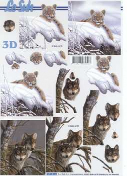 3D Schneidebogen Tiger, Wolf im Schnee