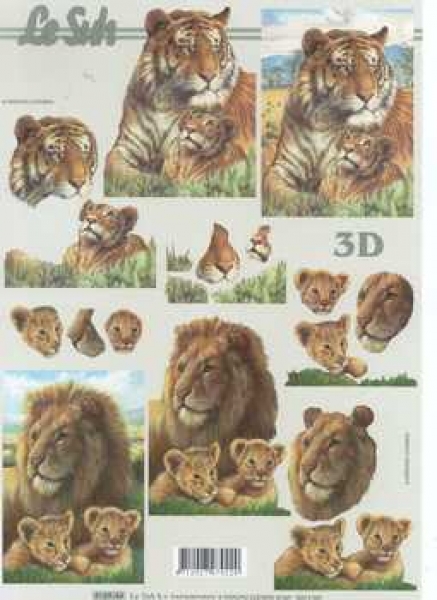 3D Schneidebogen Tiger und Löwenfamilie