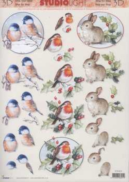 3D Schneidebogen Vögel, Häsli im Schnee