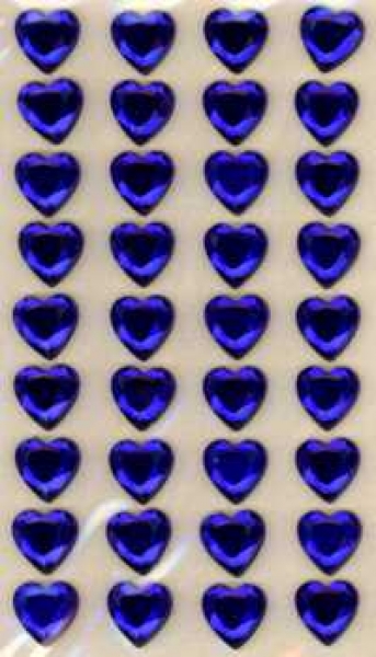Strass-Sticker Herzen blau
