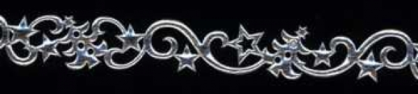 Sternchen- / Tannenband silber, selbstklebend