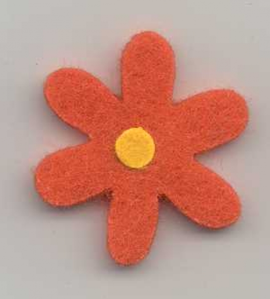 Filz-Blume orange mit gelbem Punkt