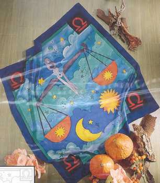 Gutta-Seidentuch Sternzeichen Waage (Libra, Balance)