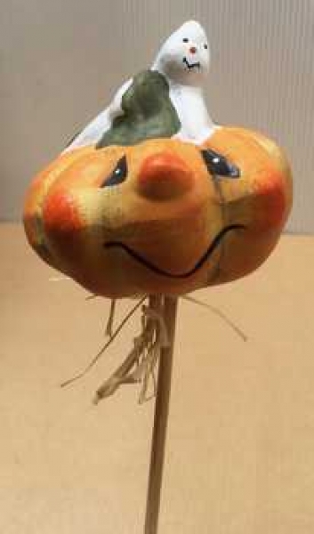 Deko Kürbis mit Gespenst zum Stecken
