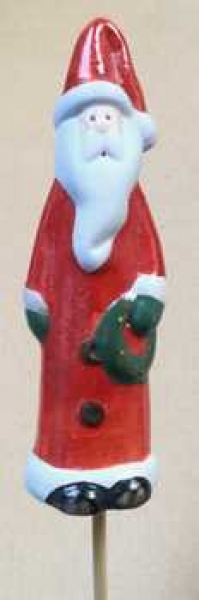 Porzellan-Samichlaus auf Stab, mit Kranz