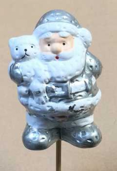 Keramik Nikolaus silber mit Teddy