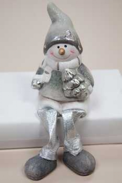 Keramik-Schneemann mit Schlenkerbeinen