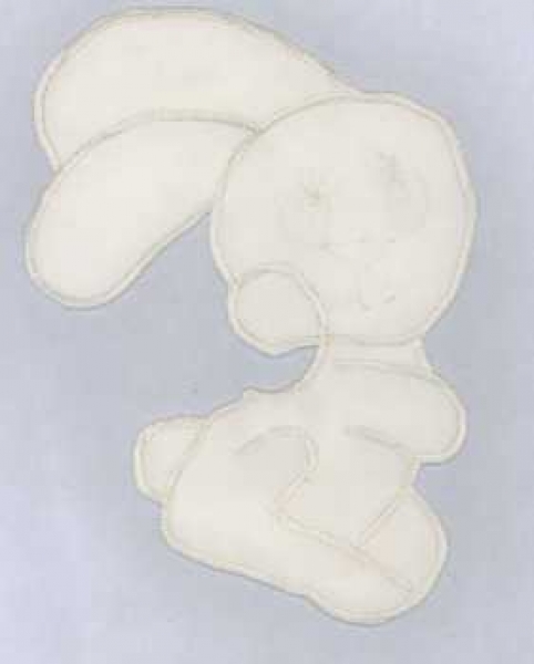 Seidenapplikation sitzender Hase