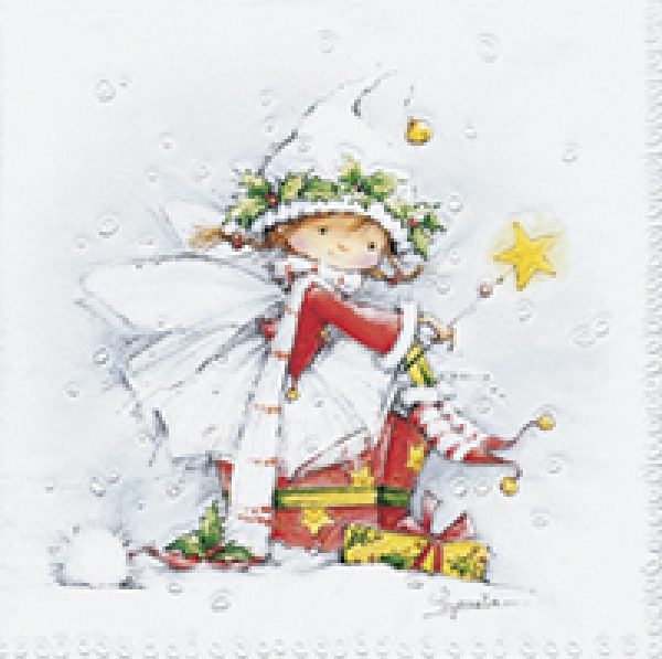 Serviette Moments, Weihnachtselfe geprägt, Rarität