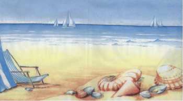 Serviette Strand, Muscheln, Liegestuhl, Rarität