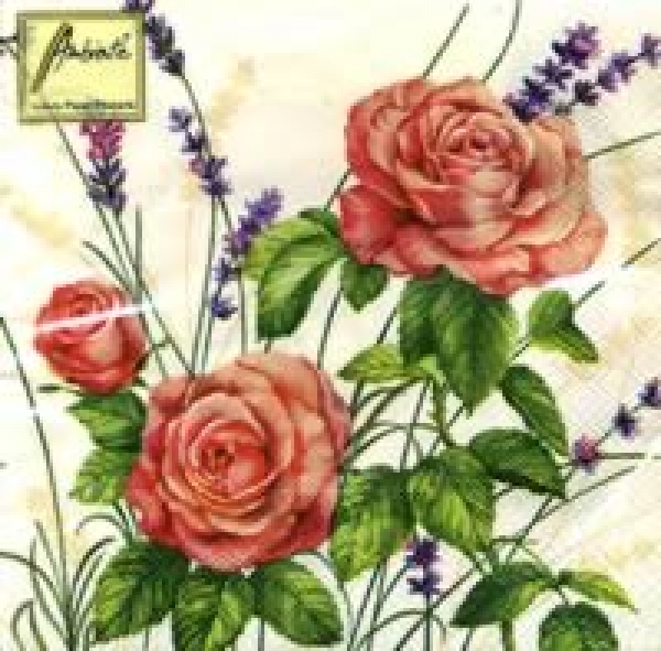 Serviette Rosen und Lavendel