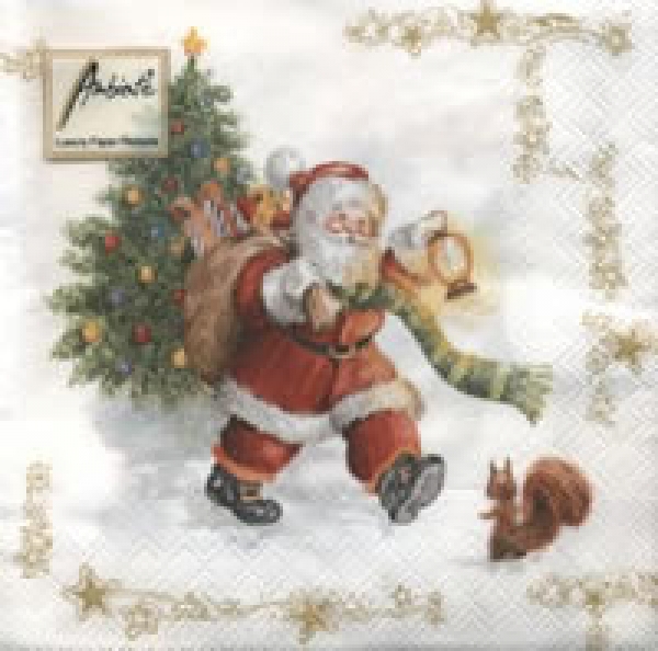 Serviette Santa unterwegs Rarität