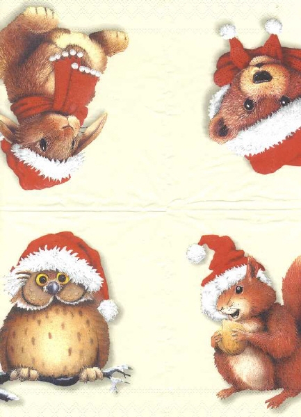 Serviette Weihnachtshüte (Bobble hats)