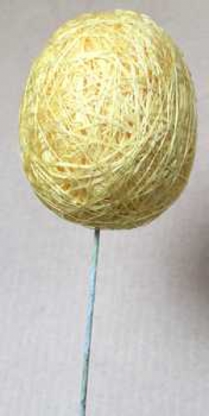 Sisal-Ei mit Stab, gelb