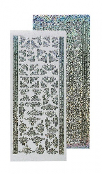 Sticker (Weihnachten) Schnörkel, Linien, diamant-silber