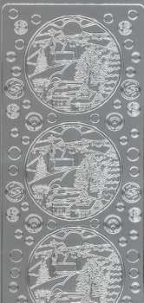 Sticker Winter / Weihnachten (Landschaft), silber