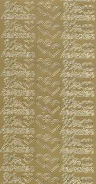Sticker Wir Heiraten, Herzen, gold