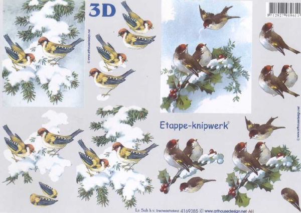 3D Schneidebogen Vögel auf Zweigen