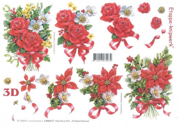 3D Schneidebogen Weihnachtsblumen, Rosen