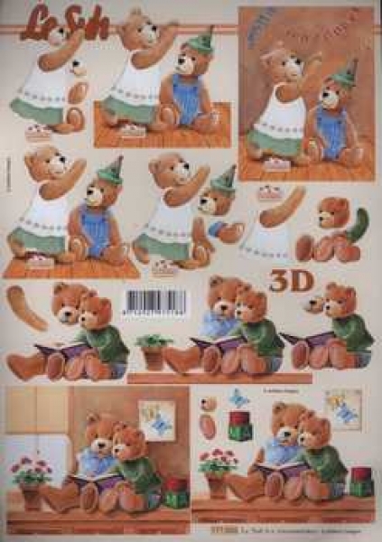 3D Schneidebogen Bärchenpaar, Party, Buch lesen