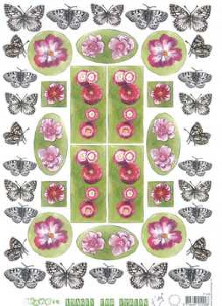 3D Schüttelbogen rosa Blumen, Schmetterlinge