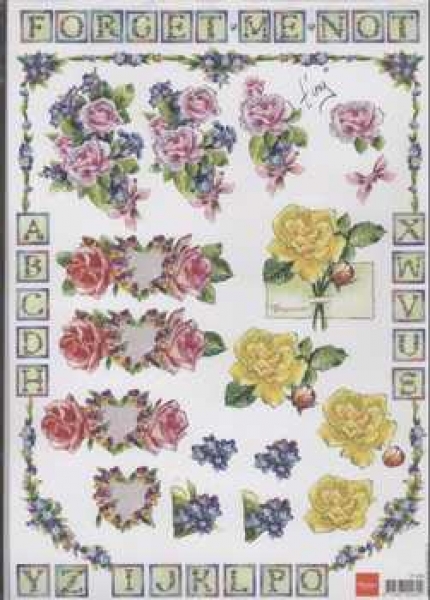 3D Schneidebogen Rosen, Vergissmeinnicht, Buchstaben
