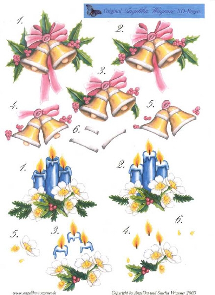 3D Schneidebogen Weihnachtsglocken und Kerzen