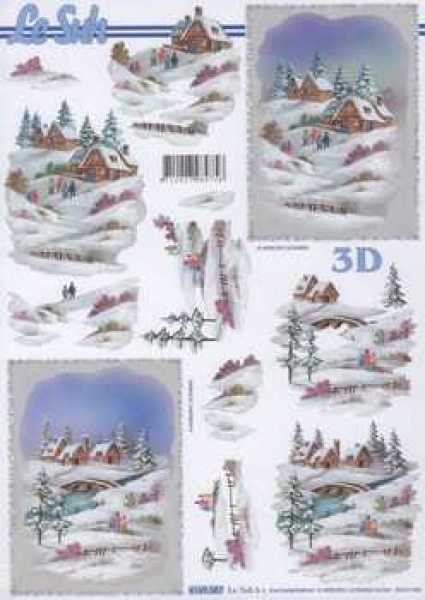 3D Schneidebogen Dorf im Schnee