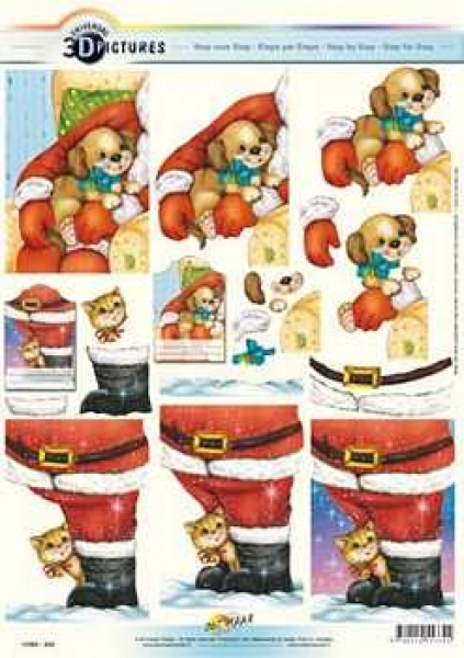 3D Schneidebogen Samichlaus mit Hund und Katze