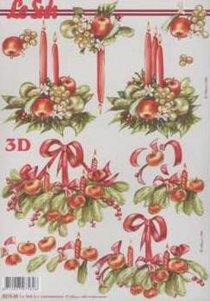 3D Schneidebogen Kerzengesteck, Äpfel