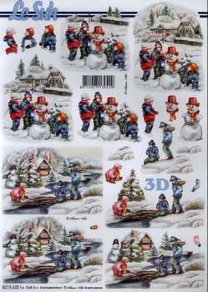 3D Schneidebogen Kinder im Schnee