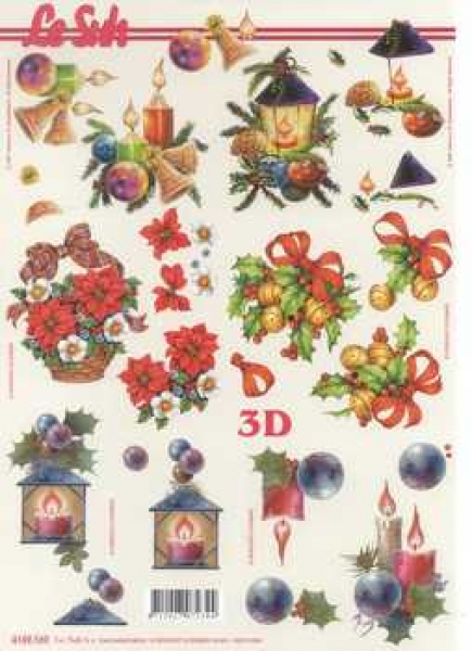 3D Schneidebogen Laternen, Kerzen, Weihnachtsblumenkorb