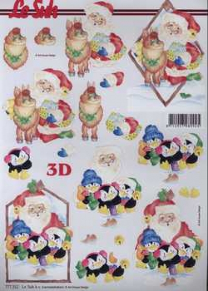 3D Schneidebogen Samichlaus, Rentier, Pinguine