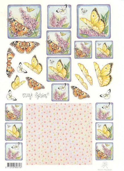 3D Stufenbogen Schmetterlinge, Flieder, Hintergrundpapier
