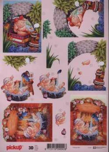 3D Schneidebogen Schweinchen Kapitän, Badezuber