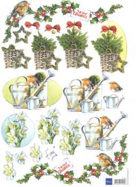 3D Schneidebogen Tannenbaum, Vogel, Giesskanne, Christrose