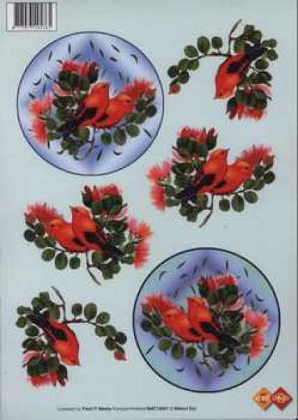 3D Schneidebogen Vögel rot