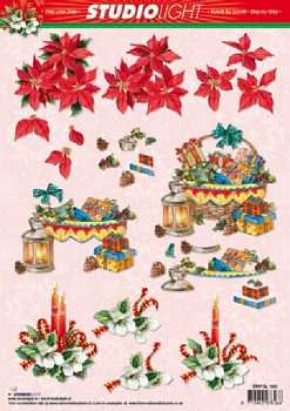 3D Schneidebogen Weihnachtsstern,Geschenke, Kerzen