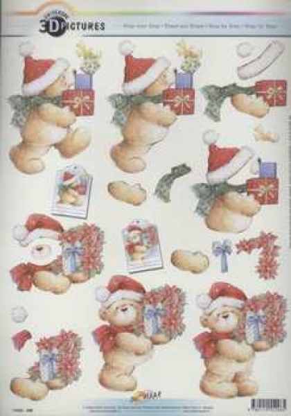 3D Schneidebogen Weihnachtsbär, Päckli