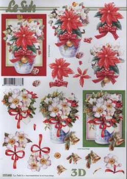 3D Schneidebogen Weihnachtsblumen, Weihnachtsstern, Christrosen